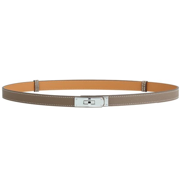 Skinny Epsom Box Calfskin Leather Belt With All-steel Hardware The💗
